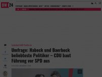 Bild zum Artikel: Umfrage: Habeck und Baerbock beliebteste Politiker – CDU baut Führung vor SPD aus
