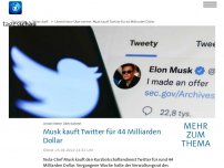 Bild zum Artikel: Musk kauft Twitter für 44 Milliarden Dollar