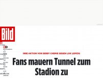 Bild zum Artikel: Fiese Aktion vor Leipzig-Derby - Fans mauern Tunnel zum Stadion zu!