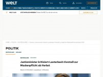 Bild zum Artikel: Justizminister kritisiert Lauterbach-Vorstoß zur Maskenpflicht ab Herbst