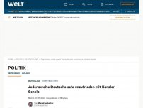 Bild zum Artikel: Jeder zweite Deutsche sehr unzufrieden mit Kanzler Scholz