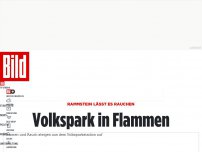 Bild zum Artikel: Rammstein läßt es rauchen - Volkspark in Flammen