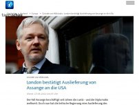 Bild zum Artikel: Großbritannien bestätigt Auslieferung von Assange an die USA