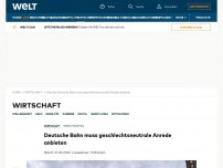 Bild zum Artikel: Deutsche Bahn muss geschlechtsneutrale Anrede anbieten