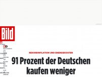 Bild zum Artikel: Rekordinflation und Energiekosten - 91 Prozent der Deutschen kaufen weniger