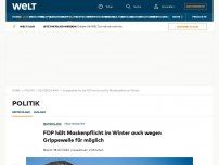 Bild zum Artikel: FDP hält Maskenpflicht im Winter auch wegen Grippewelle für möglich