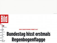 Bild zum Artikel: Zum Christopher Street Day - Bundestag hisst erstmals Regenbogenflagge