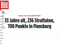 Bild zum Artikel: Michael will den Lappen zurück - 33 Jahre alt, 236 Straftaten, 708 Punkte in Flensburg