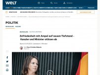 Bild zum Artikel: Zufriedenheit mit Ampel auf neuem Tiefstand – Kanzler und Minister stürzen ab