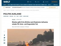 Bild zum Artikel: Schwerer Brand und Zerstörungen auf Krim-Brücke nach Explosionen