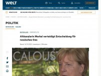 Bild zum Artikel: Altkanzlerin Merkel verteidigt Entscheidung für russisches Gas