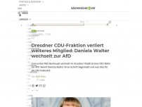 Bild zum Artikel: Dresdner CDU-Fraktion verliert weiteres Mitglied: Daniela Walter wechselt zur AfD