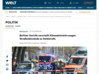 Bild zum Artikel: Berliner Gericht verurteilt Klimaaktivistin wegen Straßenblockade zu Geldstrafe