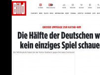 Bild zum Artikel: Große Umfrage zur Katar-WM - Die Hälfte der Deutschen will KEIN Spiel schauen