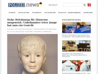 Bild zum Artikel: Hohe Belohnung für Hinweise ausgesetzt: Unbekannter toter Junge hat nun ein Gesicht