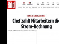 Bild zum Artikel: Für das ganze Jahr 2022 - Chef zahlt Mitarbeitern die Strom-Rechnung