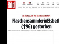 Bild zum Artikel: Sie war zu arm für eine Busfahrkarte - Flaschensammlerin Elsbeth (†96) gestorben