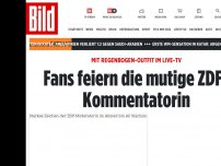 Bild zum Artikel: Neumann setzt starkes Zeichen - ZDF-Kommentatorin mit Regenbogen-Protest im TV