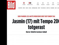 Bild zum Artikel: Jasmin (17) starb bei Raser-Unfall - Mit 358 PS aus dem Leben gerissen