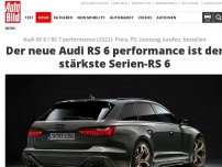 Bild zum Artikel: Audi RS 6 / RS 7 performance (2022): Preis, PS, Leistung, kaufen, bestellen Der neue Audi RS 6 performance ist der stärkste Serien-RS 6