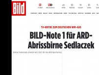 Bild zum Artikel: TV-Kritik zum deutschen WM-Aus - BILD-Note 1 für ARD-Abrissbirne Sedlaczek
