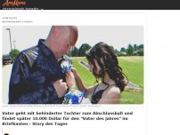 Bild zum Artikel: Vater geht mit behinderter Tochter zum Abschlussball und findet später 10.000 Dollar für den 'Vater des Jahres' im Briefkasten - Story des Tages