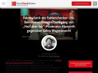 Bild zum Artikel: Faktencheck der Faktenchecker: UN-Berichte widerlegen Darlegung von „Hart aber fair“-Moderator Klamroth gegenüber Sahra Wagenknecht