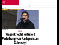 Bild zum Artikel: Wagenknecht kritisiert Verleihung von Karlspreis an Selenskyj