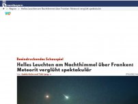 Bild zum Artikel: Helles Leuchten am Nachthimmel über Deutschland: Meteorit verglüht spektakulär