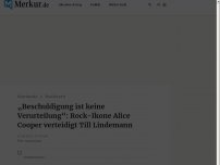 Bild zum Artikel: „Beschuldigung ist keine Verurteilung“: Rock-Ikone Alice Cooper verteidigt Till Lindemann