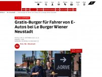 Bild zum Artikel: 22. bis 24. September - Gratis-Burger für Fahrer von E-Autos bei Le Burger Wiener Neustadt