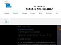 Bild zum Artikel: Gernsbachs älteste Einwohnerin feiert ihren 110. Geburtstag