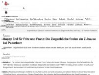 Bild zum Artikel: Paderborn: Happy End: Ziegenböcke Fritz und Franz finden ein Zuhause bei Paderborn