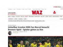 Bild zum Artikel: Borussia Dortmund: Unheilbar kranker BVB-Fan Marcel besucht Bremen-Spiel - Spieler gehen zu ihm