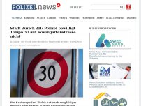 Bild zum Artikel: Stadt Zürich ZH: Polizei bewilligt Tempo 30 auf Rosengartenstrasse nicht