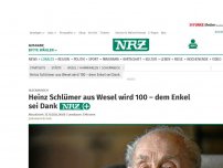 Bild zum Artikel: Glückwunsch: Heinz Schlümer aus Wesel wird 100 – dem Enkel sei Dank
