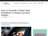 Bild zum Artikel: Fast 2,5 Promille | Polizei zieht Autofahrer in Horgau aus dem Verkehr