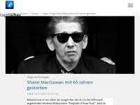 Bild zum Artikel: Pogues-Sänger Shane MacGowan mit 65 Jahren gestorben