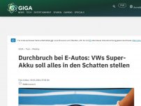 Bild zum Artikel: Durchbruch bei E-Auto-Akku: VW schafft unglaubliches Ergebnis
