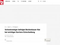 Bild zum Artikel: Schweinsteiger befolgte Beckenbauer-Rat bei wichtiger Karriere-Entscheidung